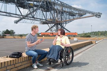 Die F60 ist ein gigantischer Zeuge der Bergbautechnik im Lausitzer Seenland. Foto: Tourismusverband Lausitzer Seenland, Nada Quenzel. 