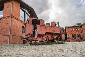 Alte Werkslokomotive auf dem Landgut Stober. Foto: Julia Linke